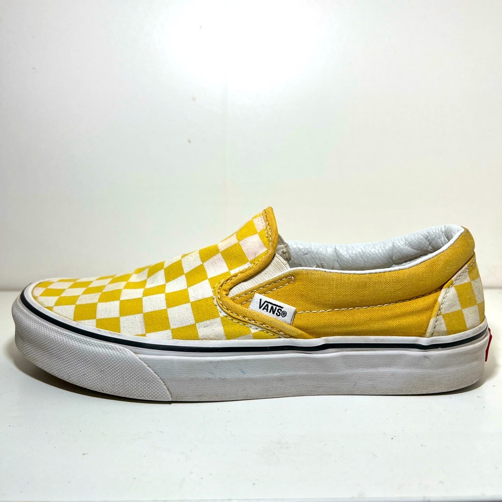 Vans Checkerboard Slip-On Shoes yellow and white size 6 men’s 7.5 women